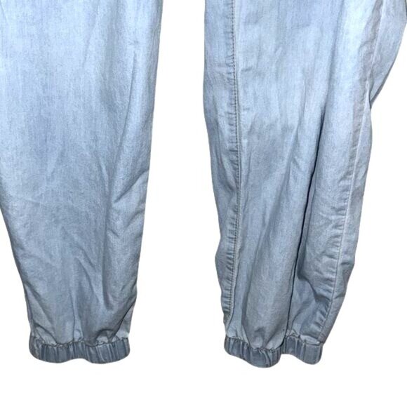 Womens 3XL Light Blue Denim Jogger Pants Elastic Waist & Cuffs Drawstring Closur - Picture 4 of 7